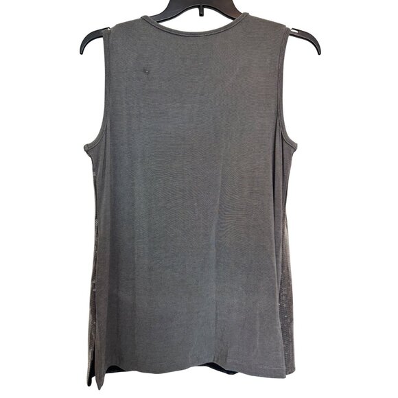Chicos Travelers Sequin Tunic Tank Sleeveless Womens Size 2 Gray Polyester Rayon - Picture 3 of 5